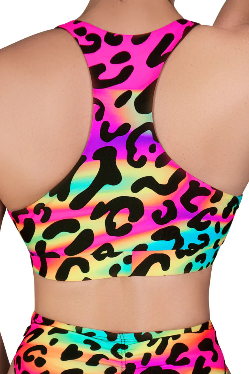 Cleo the Hurricane Twist Sports Bra - Neon Leopard - Image 2