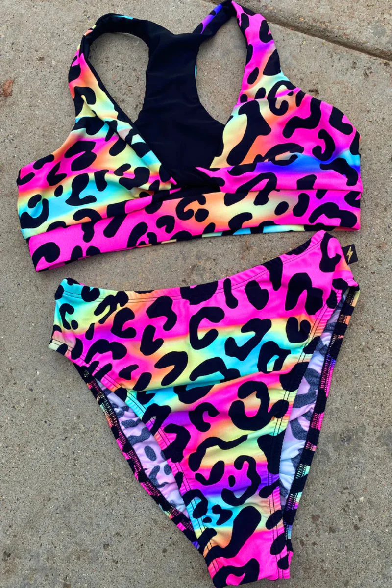 Cleo the Hurricane Twist Sports Bra - Neon Leopard - Image 4