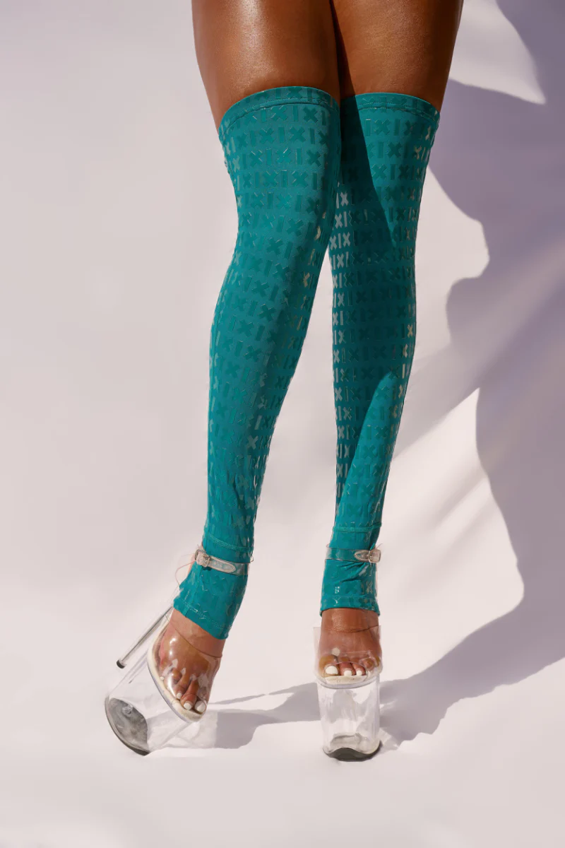 CXIX Gecko Grip Thigh Highs - Teal - Image 2