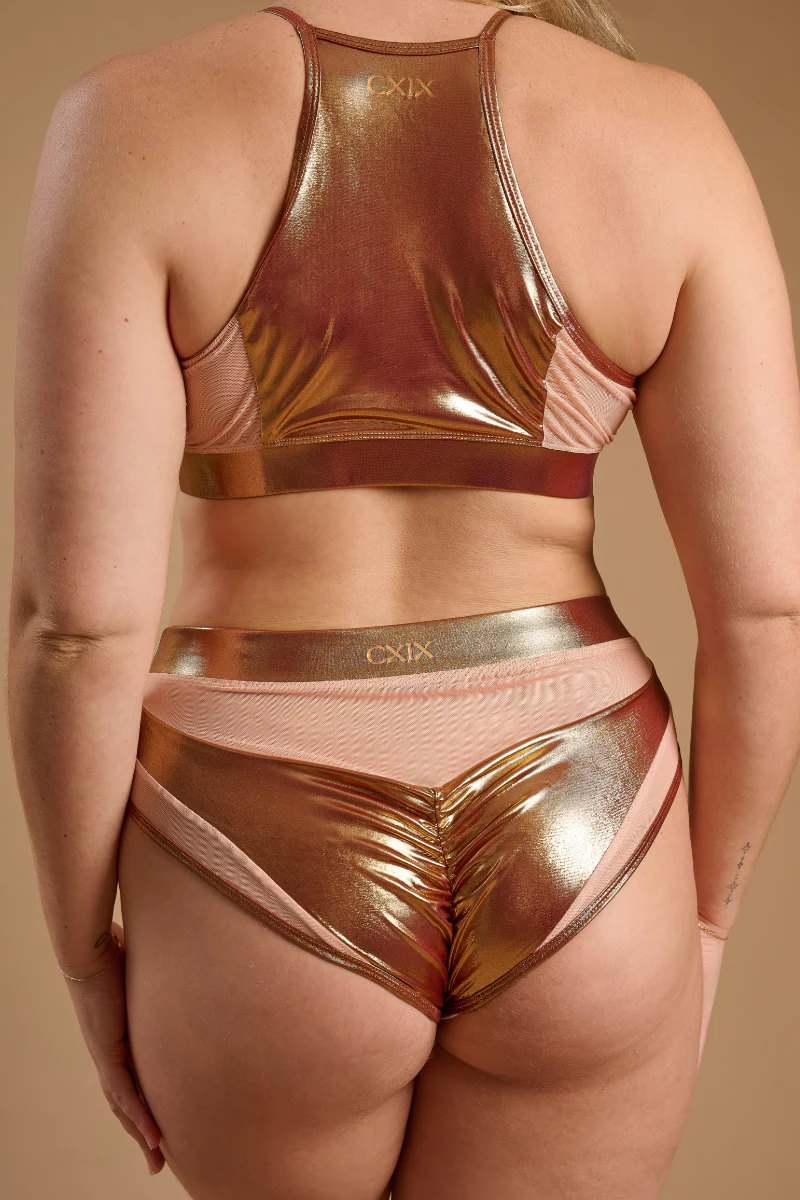 CXIX I S I S Goddess Halter Top - Phoenix Gold with Sand Mesh - Image 2