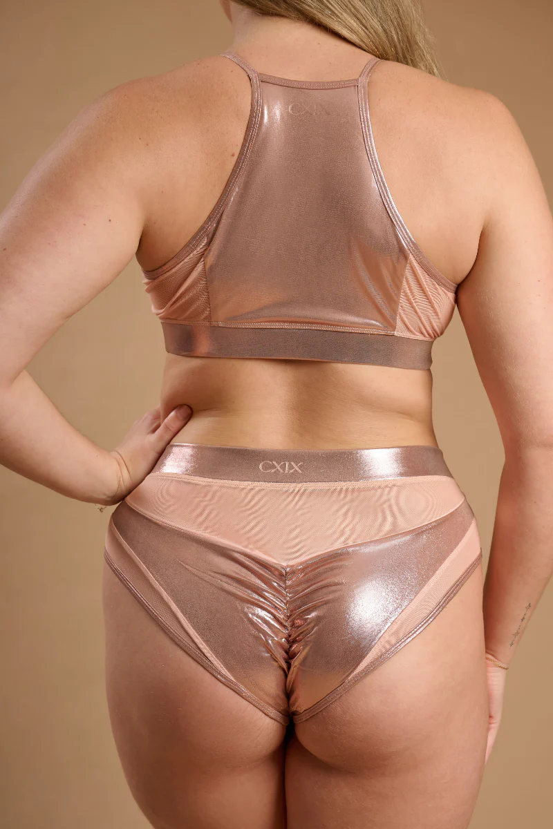 CXIX I S I S Goddess Halter Top - Rose Gold with Sand Mesh - Image 2