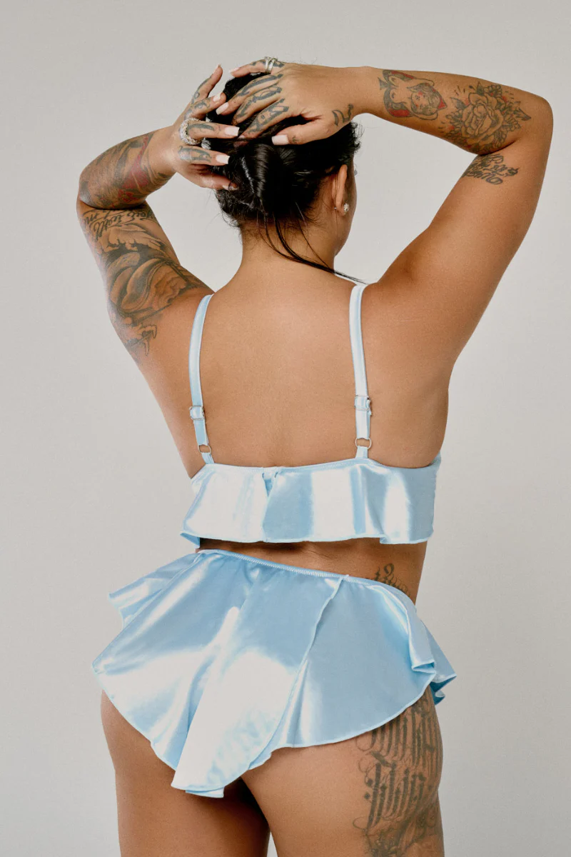 CXIX X HOAH Pillowtalk Ballerina Skirt - Blue Satin - Image 5