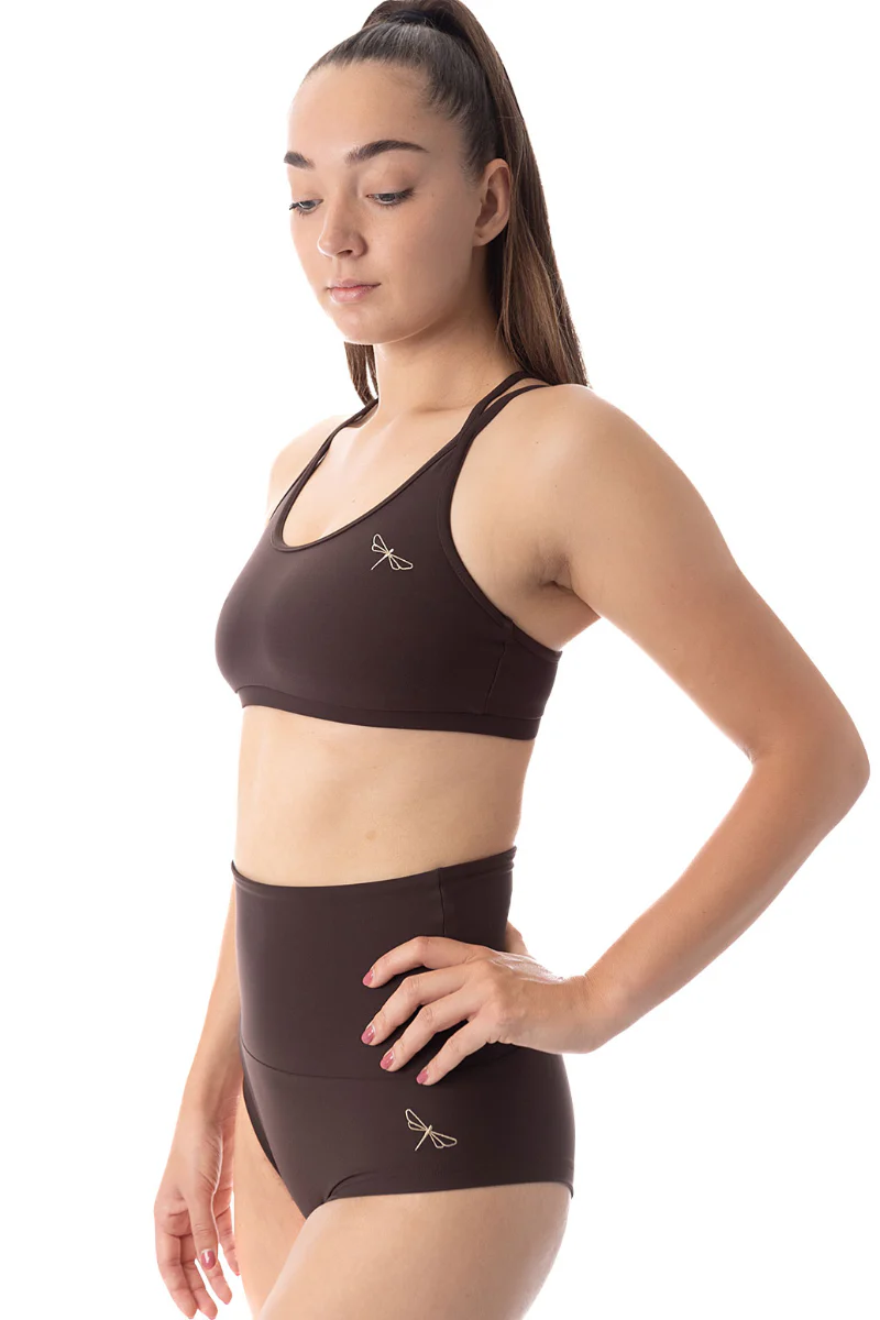Dragonfly Betty High-Waisted Shorts - Espresso - Image 4