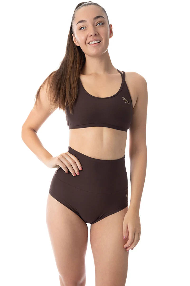 Dragonfly Betty High-Waisted Shorts - Espresso - Image 5
