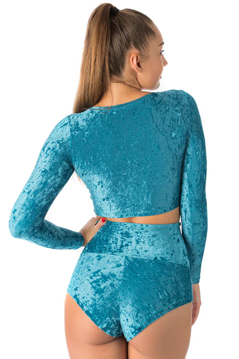 Dragonfly Pavi Crop Top - Velvet Turquoise - Image 2