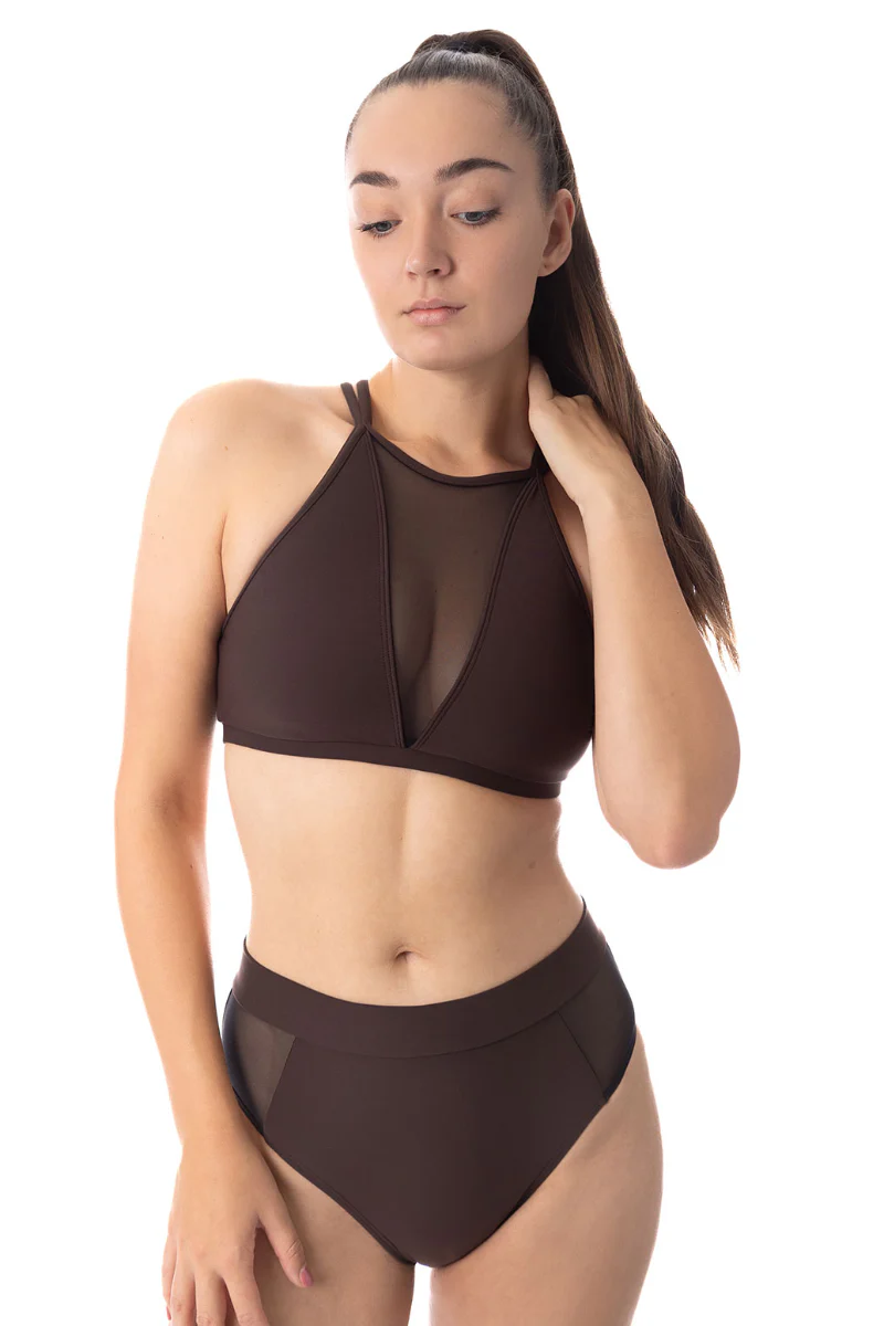 Dragonfly Victoria Sports Bra - Espresso Mesh
