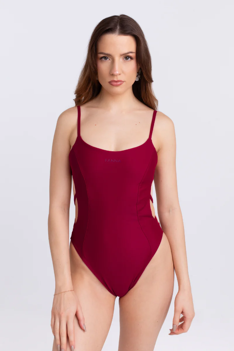 FANNA Open Bodysuit - Burgundy - Image 2