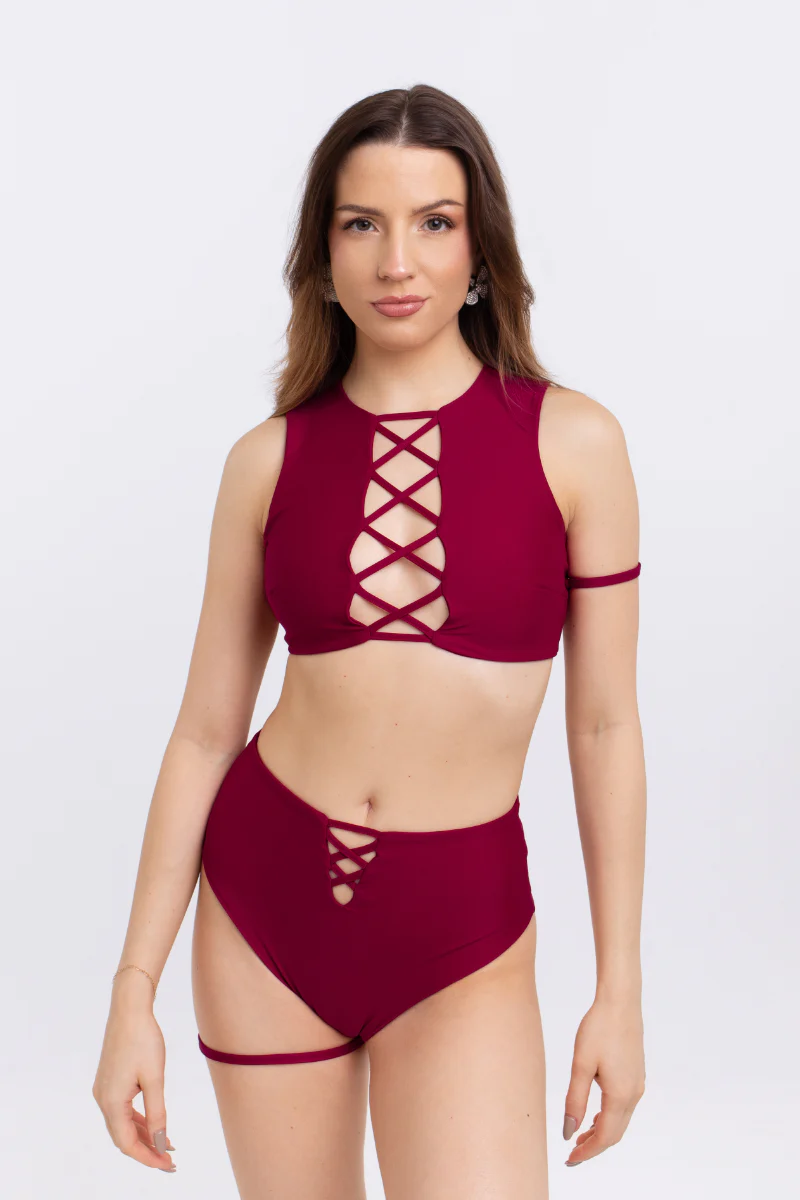 FANNA Split Bottoms - Burgundy - Image 2