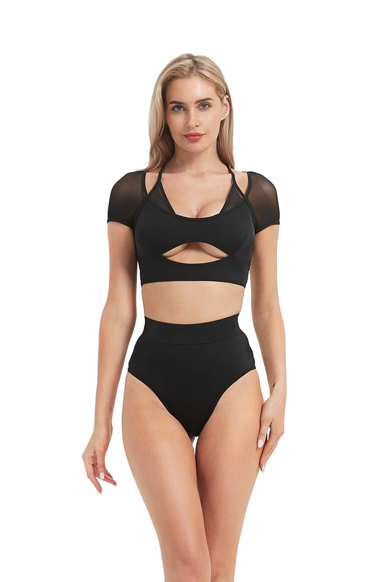 Hamade Activewear Mesh Hollow Back Bottoms - Black - Image 2
