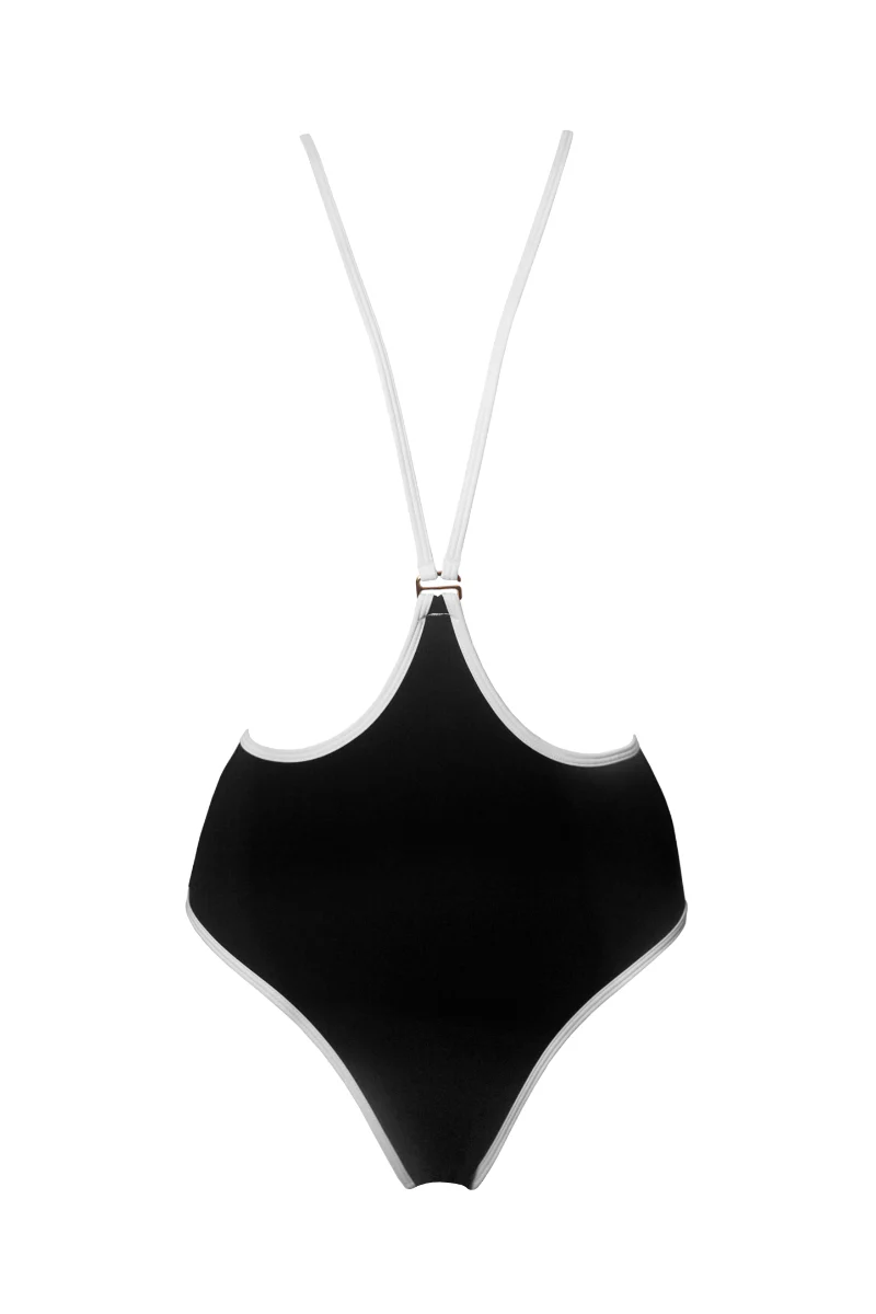 Hamade Activewear Neck Ring High Waisted Bottoms - Black/White Binding - Image 3