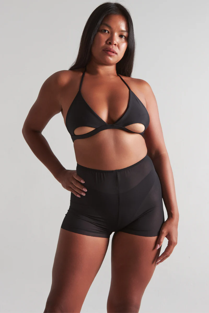 Harna Moire Shorts - Black Mesh
