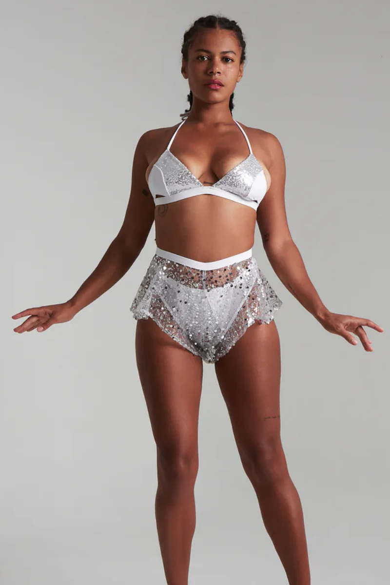 Harna Sparkling Flowy Shorts - White - Image 5