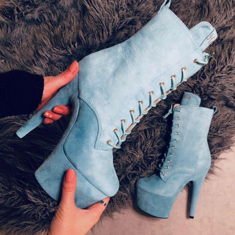 Hella Heels BabyDoll 7inch Boots - Baby Blue - Image 5