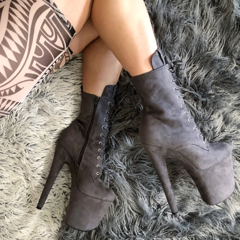 Hella Heels BabyDoll 8inch Boots - Dark Grey  (UK2/3 ONLY) - Image 3