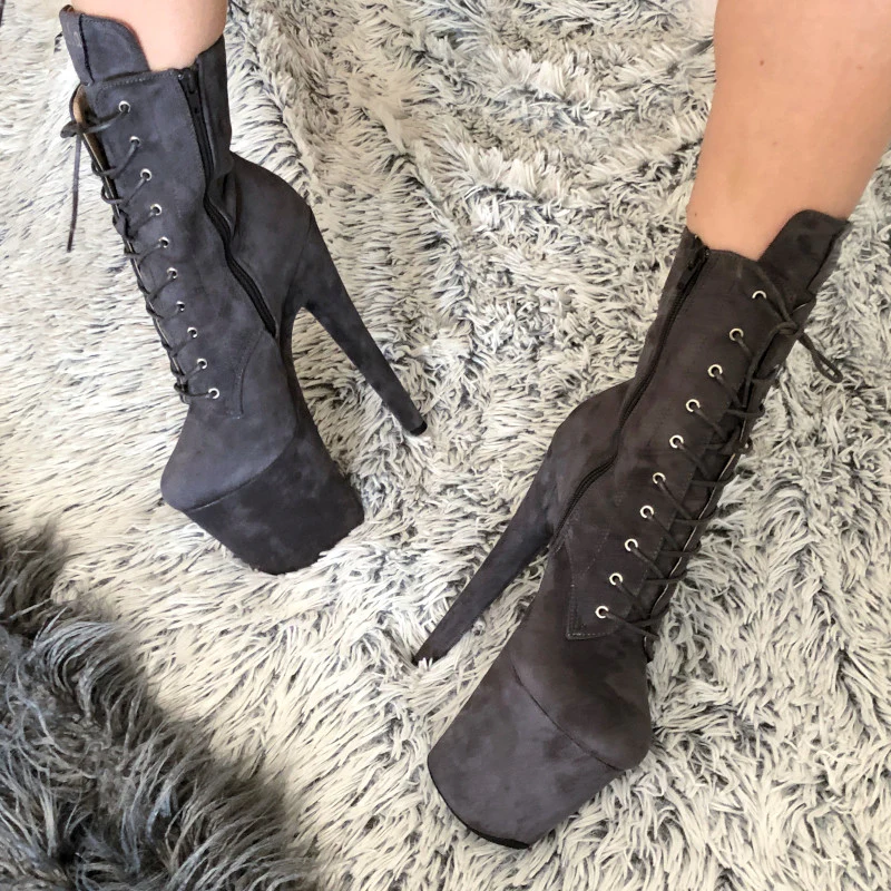 Hella Heels BabyDoll 8inch Boots - Dark Grey  (UK2/3 ONLY) - Image 4