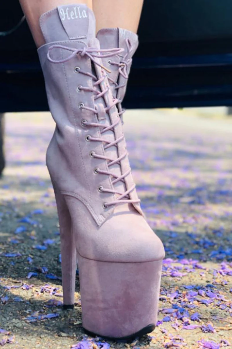 Hella Heels BabyDoll 8inch Boots - Lilac Mink  (UK2/3 ONLY) - Image 2