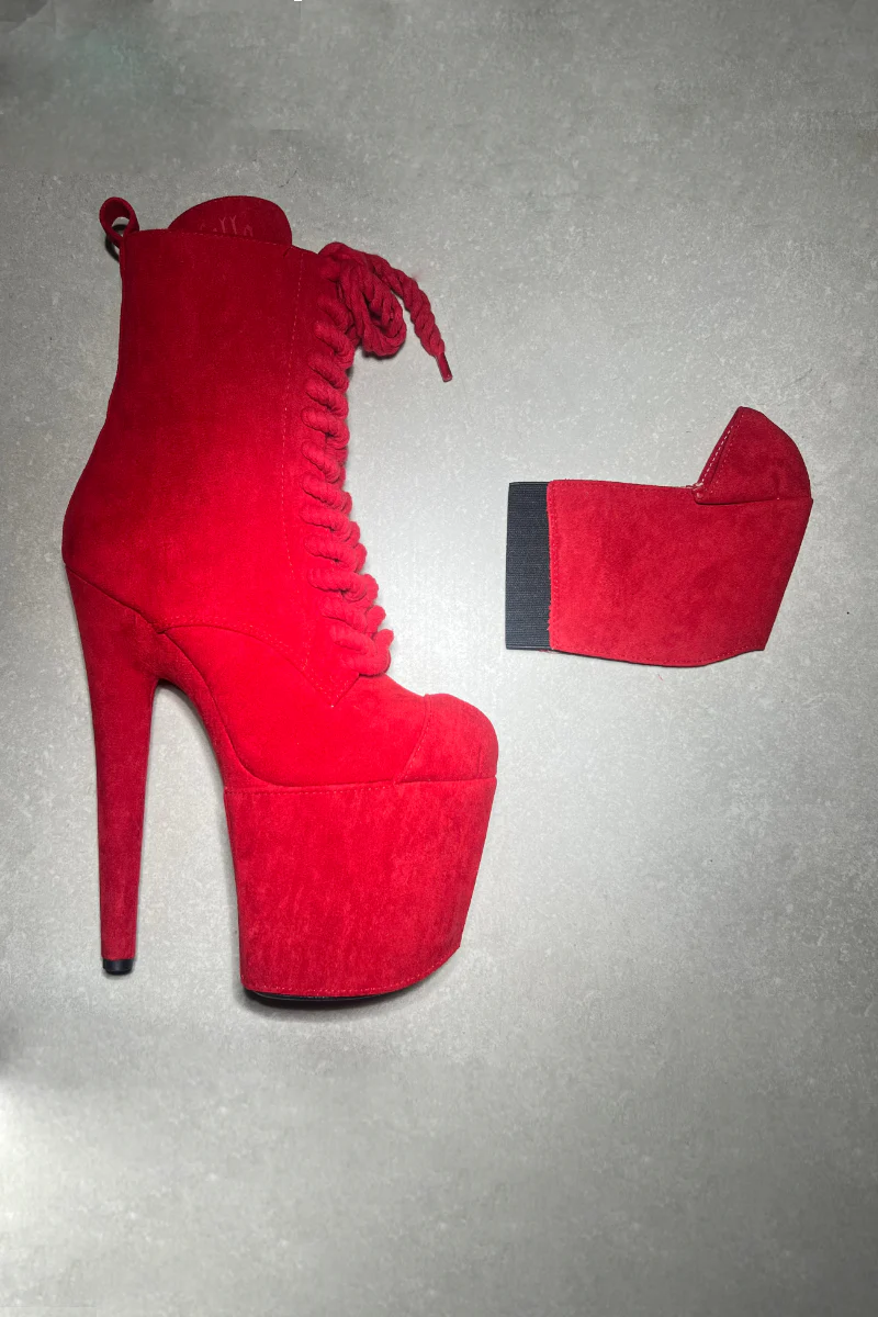 Hella Heels Classique 8inch Babydoll All Tied Up Boot Protector -  Red - Image 2