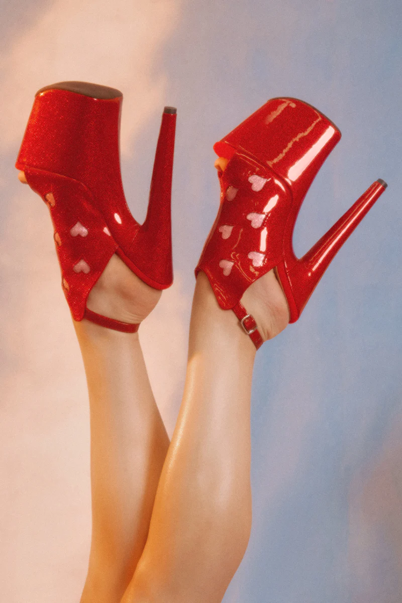 Hella Heels Cupids Chokehold Shield 8inch Stilettos - Red