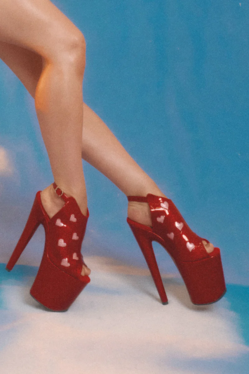 Hella Heels Cupids Chokehold Shield 8inch Stilettos - Red - Image 2