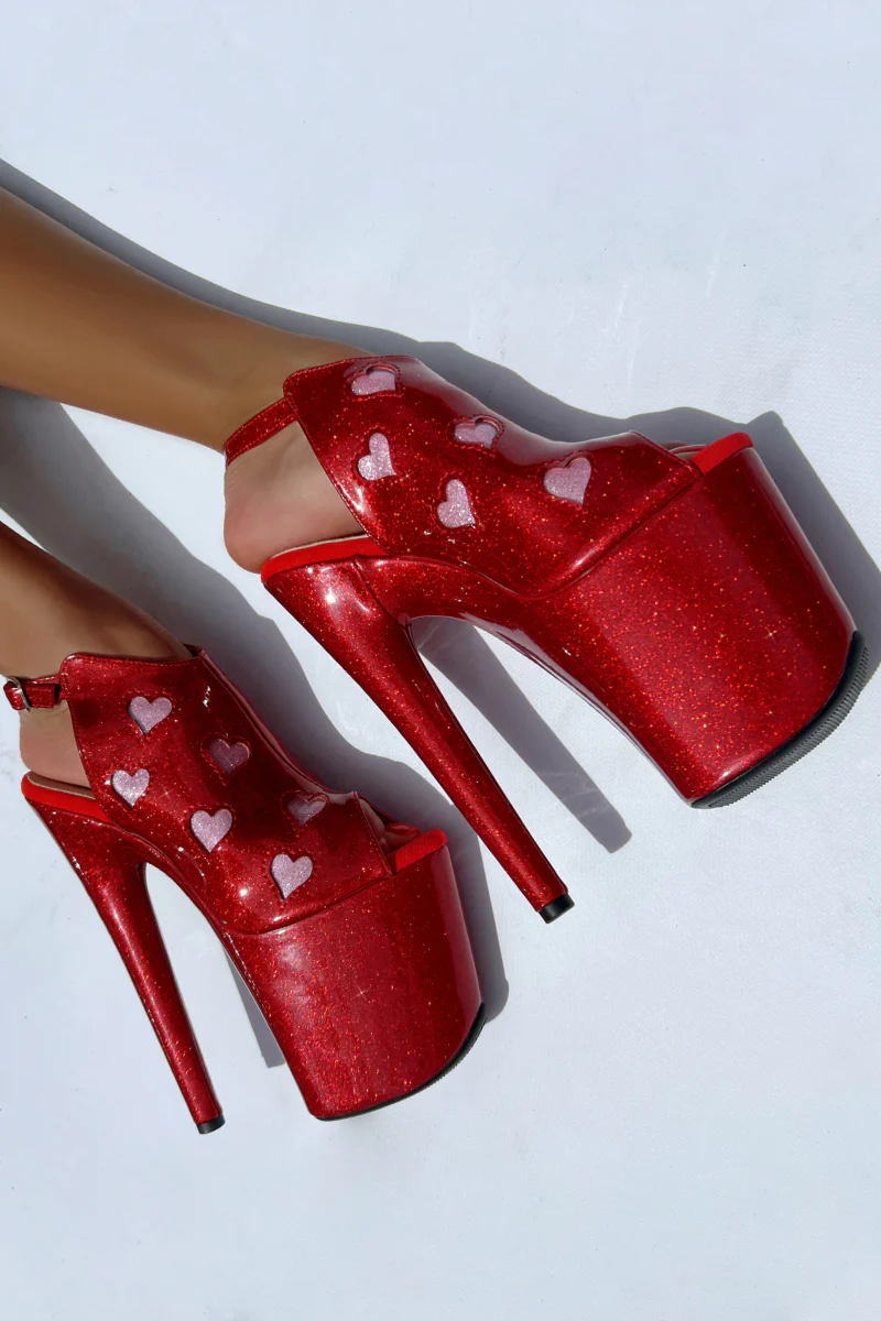 Hella Heels Cupids Chokehold Shield 8inch Stilettos - Red - Image 5