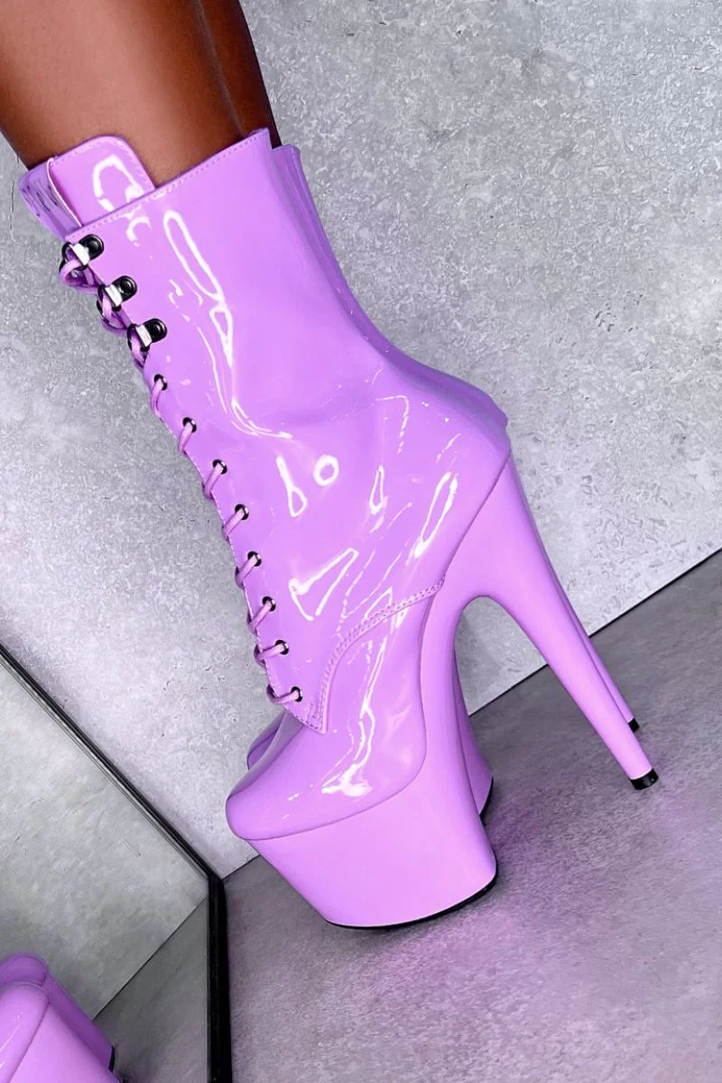 Hella Heels LipKit 7inch Boots - Grape - Image 4
