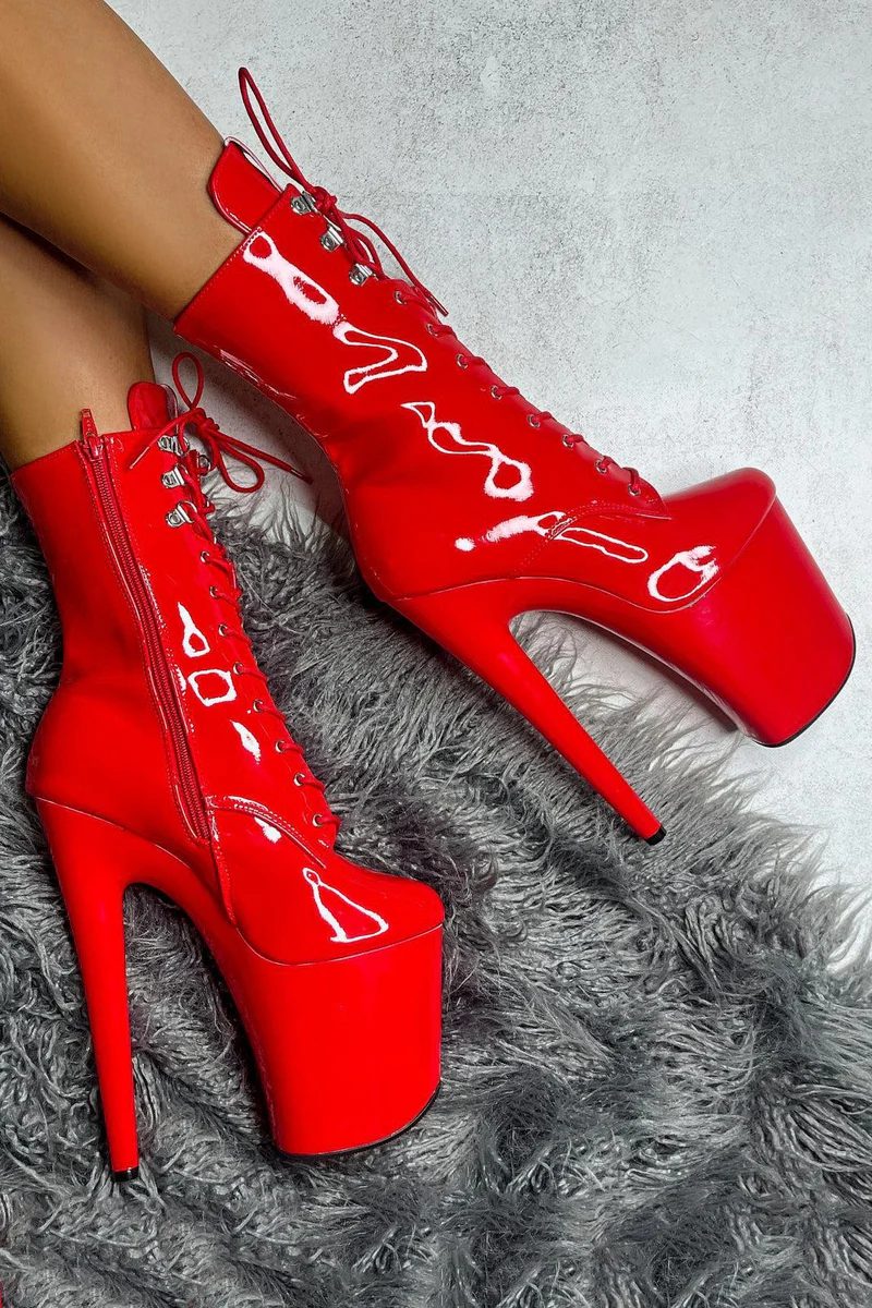 Hella Heels LipKit 8inch Boots - Cherry Pie - Image 2