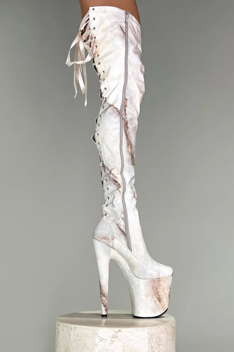 Hella Heels Renaissance Slim Thigh High 8inch Boots - Hope  (UK3 ONLY) - Image 3