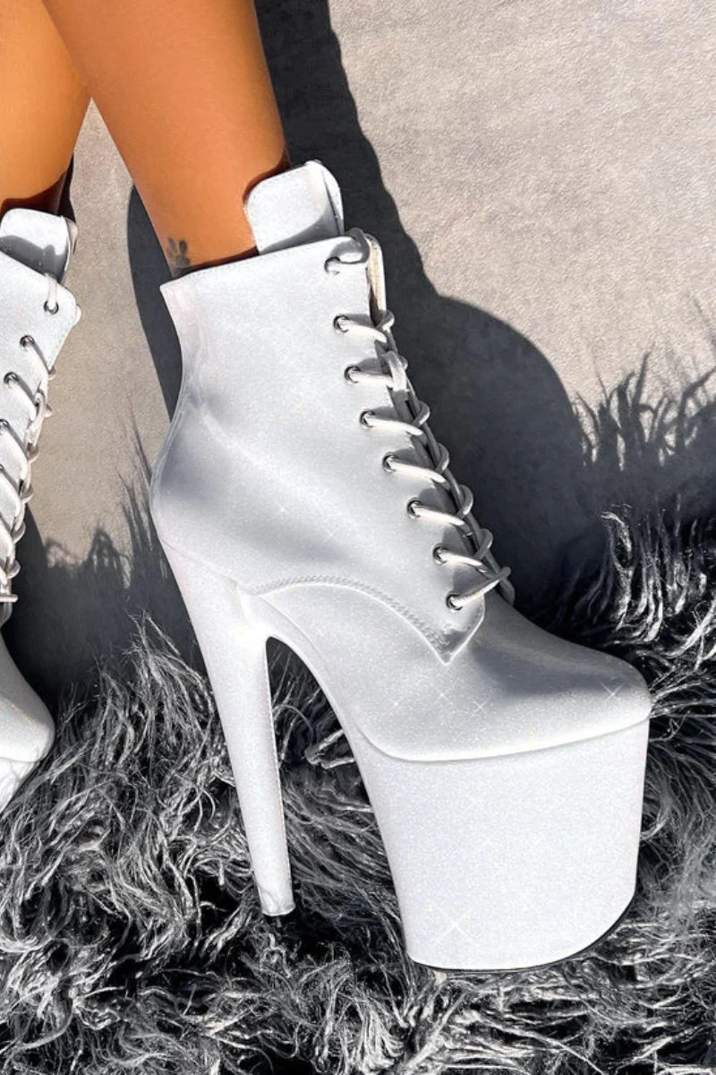 Hella Heels The Glitterati 8inch Ankle Boots - Snow Kween - Image 5