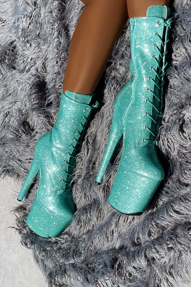 Hella Heels The Glitterati 8inch Boots - Baby Blues - Image 2