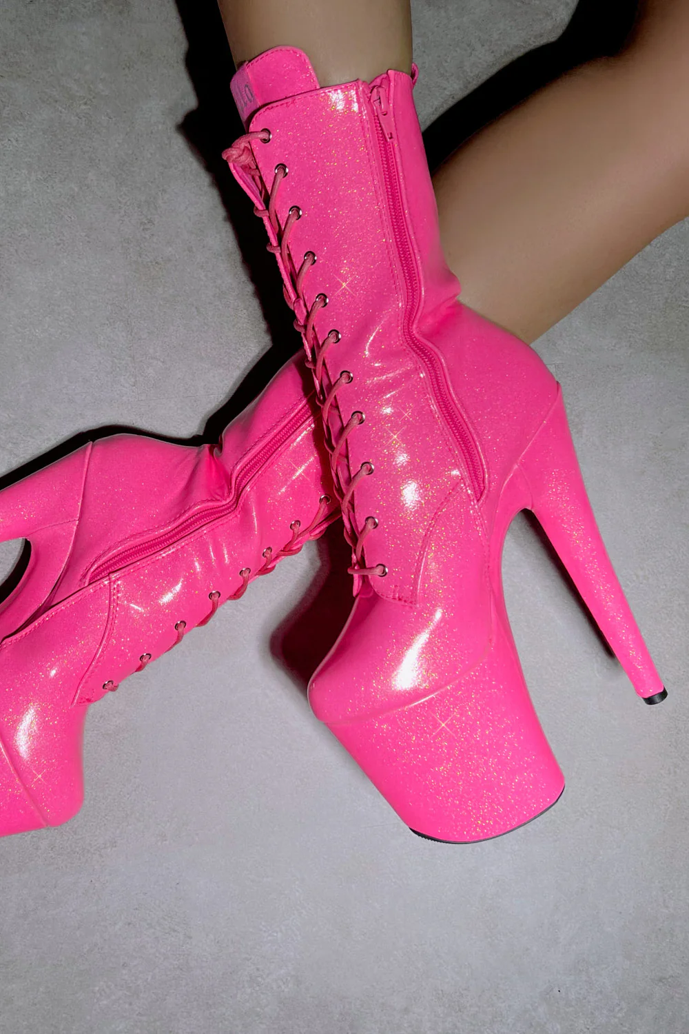 Hella Heels The Glitterati 8inch Boots - Juicy Pink Burst - Image 3