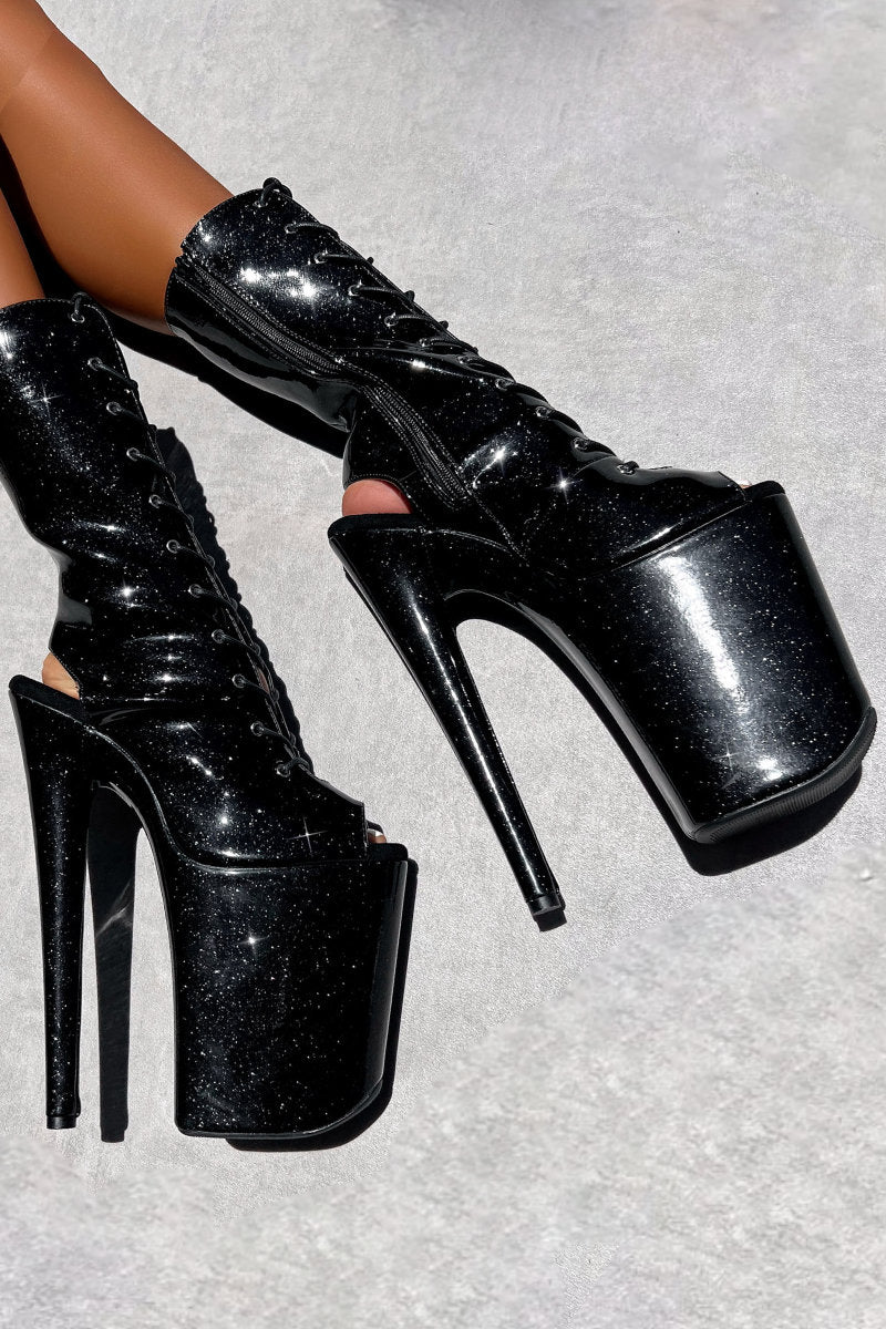 Hella Heels The Glitterati OHOT 8inch Boots - Sin City - Image 2