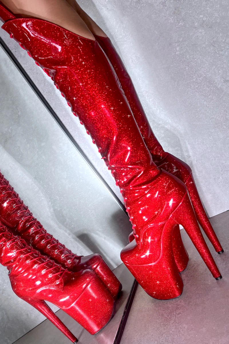 Hella Heels The Glitterati Over The Knee 8inch Boots New Style - Kansass - Image 2