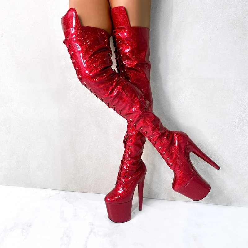 Hella Heels The Glitterati Thigh High 8inch Boots - Kansass - Image 4