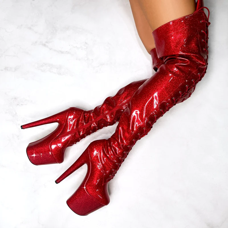 Hella Heels The Glitterati Thigh High 8inch Boots - Kansass - Image 7