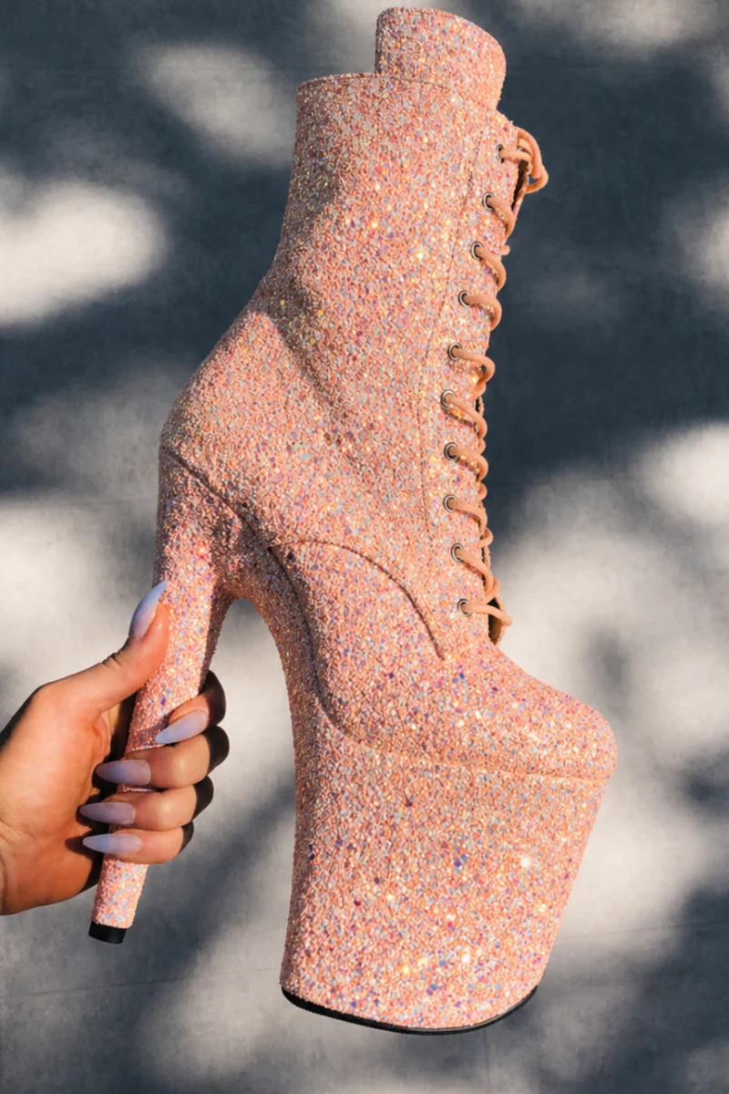 Hella Heels The Glitterati XTRA 8inch Boots - Bellini Spritz - Image 2