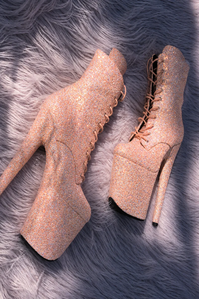 Hella Heels The Glitterati XTRA 8inch Boots - Bellini Spritz - Image 3