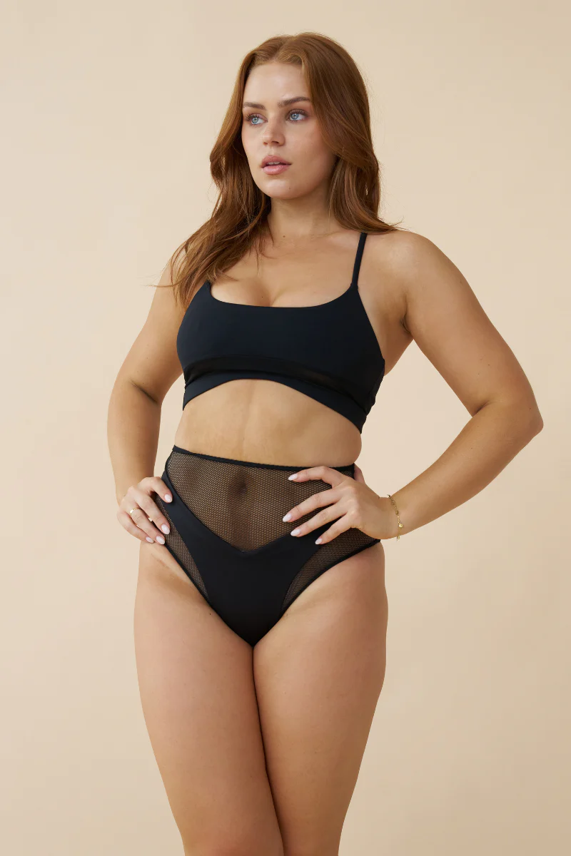 Lunalae Blake High Waist Shorts - Black Mesh