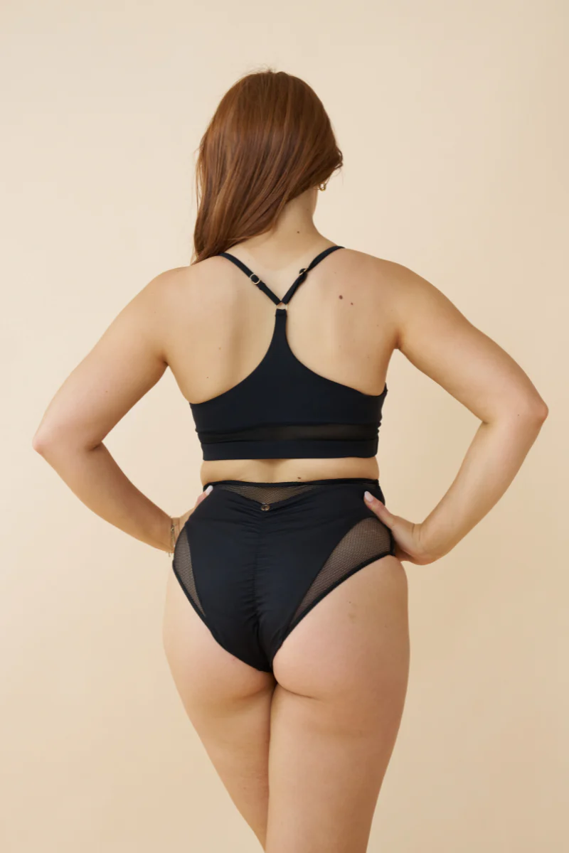 Lunalae Blake High Waist Shorts - Black Mesh - Image 2