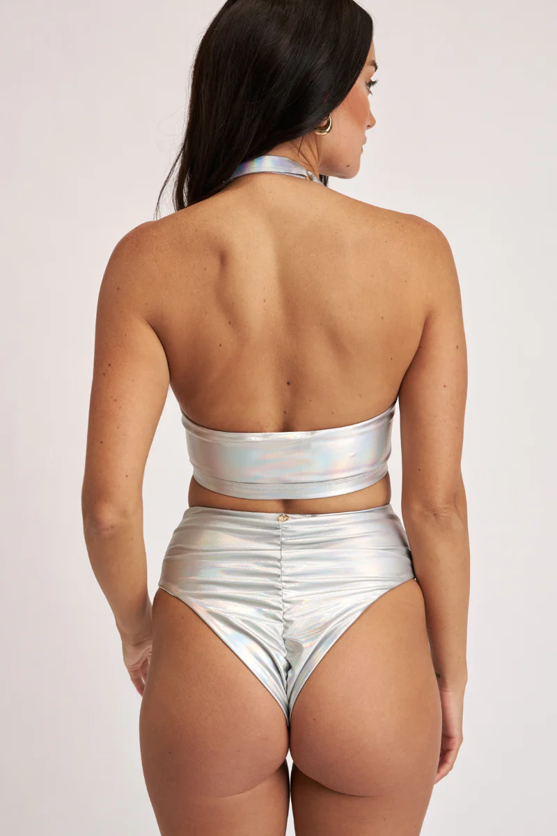 Lunalae High Cut Shorts - Metallic Silver - Image 2