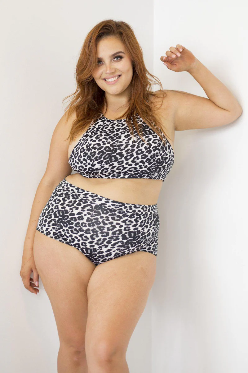 Lunalae High Waist Shorts - Grey Leopard