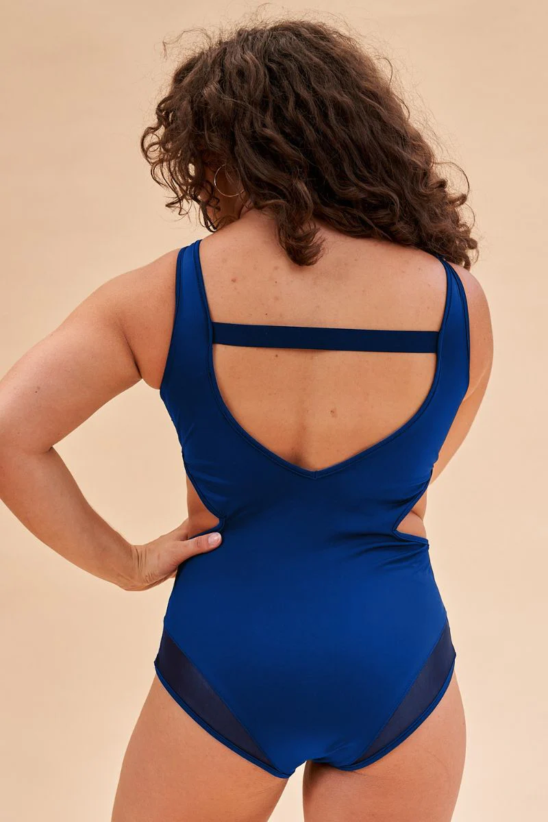 Lunalae Isabella Cut Out Mesh Bodysuit - Navy - Image 2