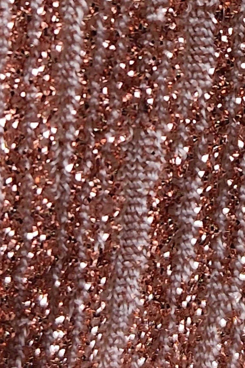 Lunalae Lure You High Waisted Garter Shorts  - Rose Gold Lurex - Image 4