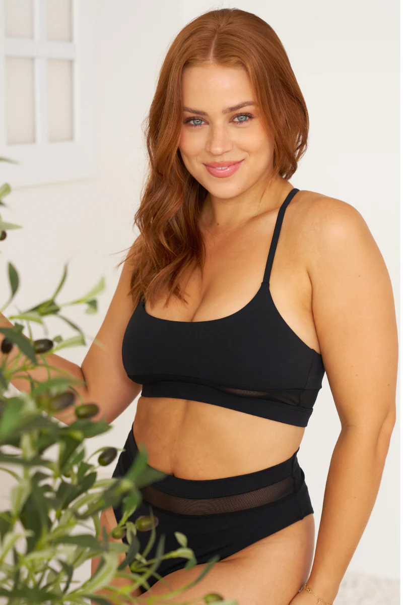 Lunalae Maeve Mesh Cut Out High Waist Bottoms - Black - Image 5