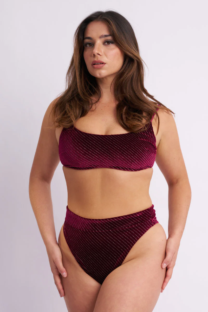 Lunalae May Scrunch Back Top - Wine Silver Sparkle - Image 3