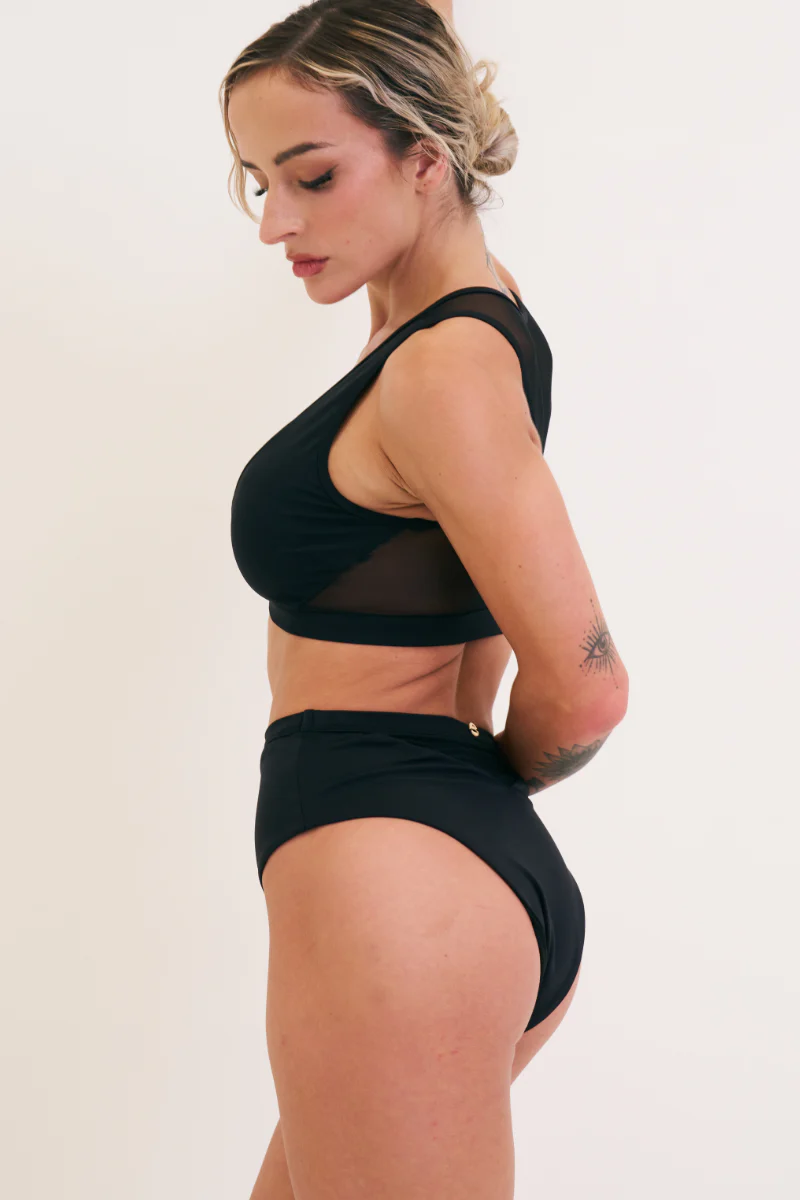 Lunalae Odessa Zip Top - Black Mesh - Image 3