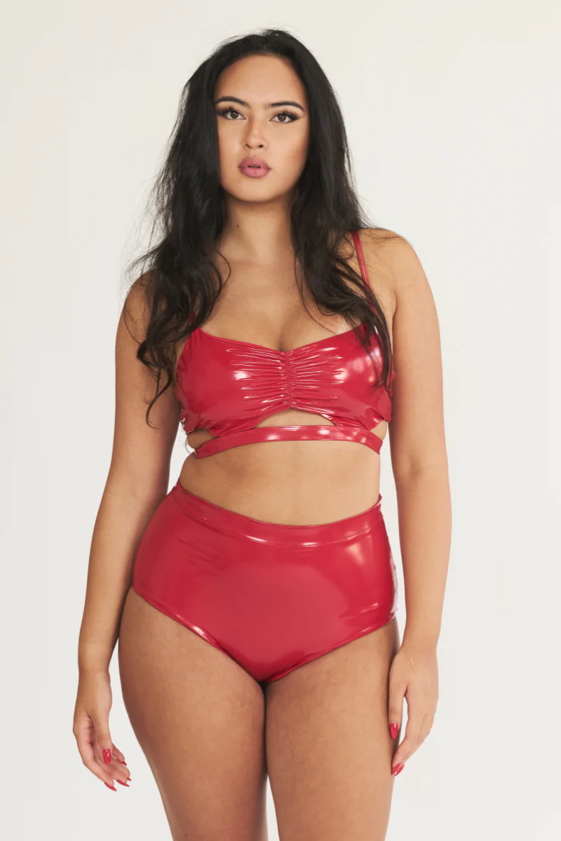 Lunalae Paige Cut Out Top - Red PU