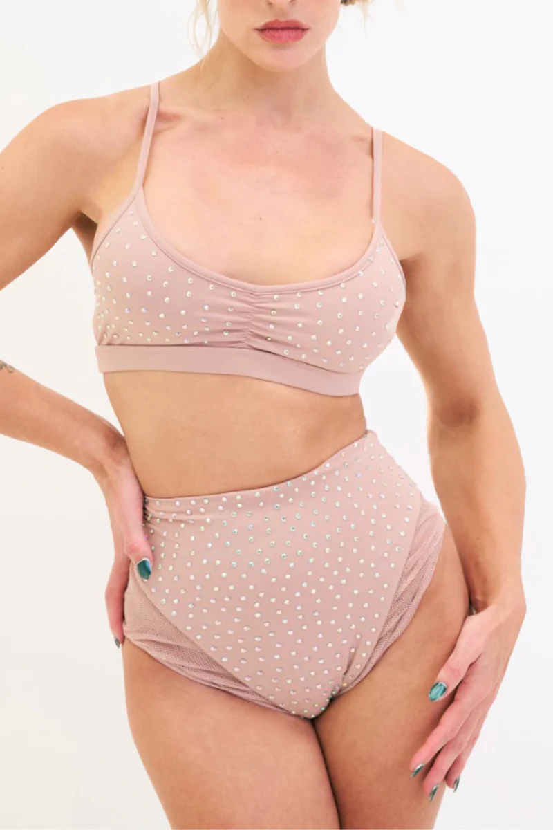 Lunalae Roxie Diamante Top - Taupe