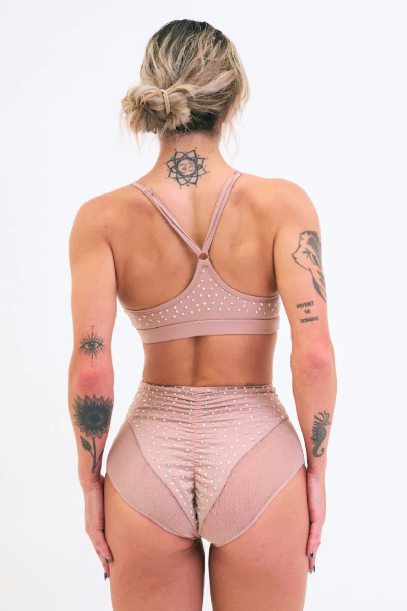 Lunalae Roxie Diamante Top - Taupe - Image 2