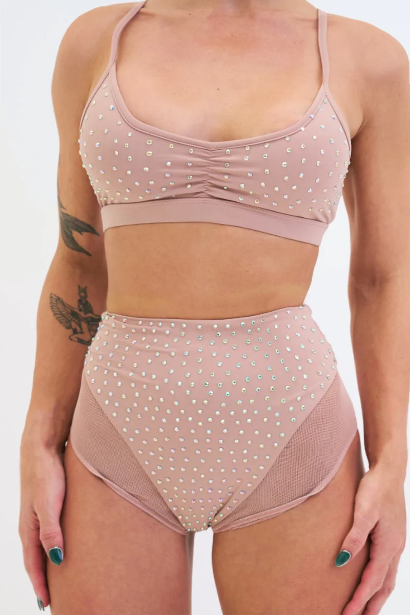 Lunalae Roxie Diamante Top - Taupe - Image 4