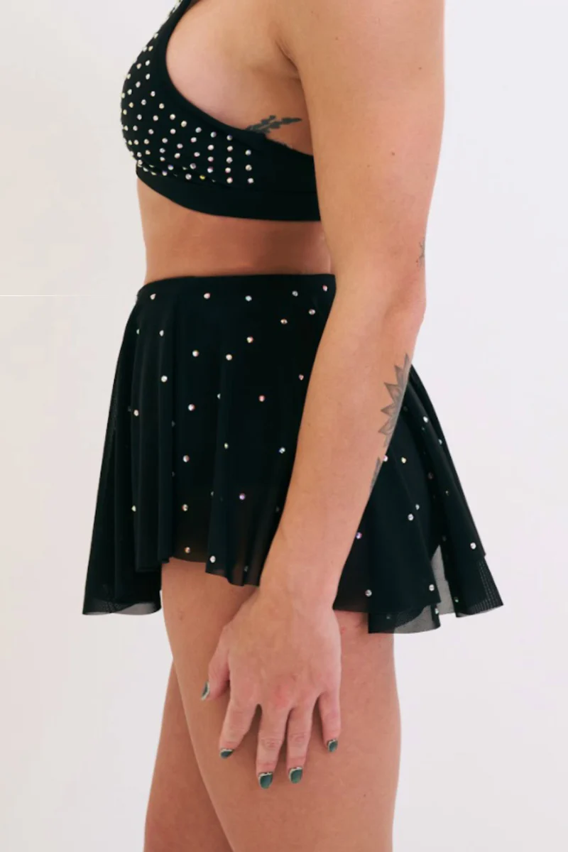 Lunalae Sarah Diamante Mesh High Waist Shorts - Black - Image 3